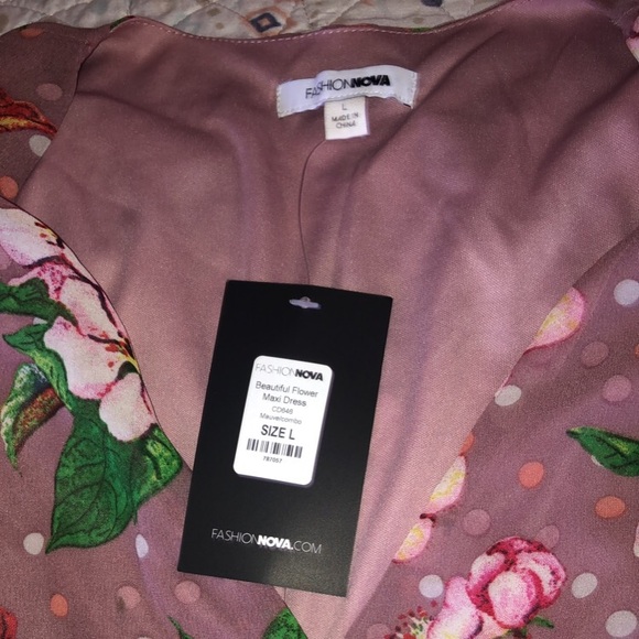 Fashion Nova Floral Mauve Maxi Dress - Picture 3 of 6